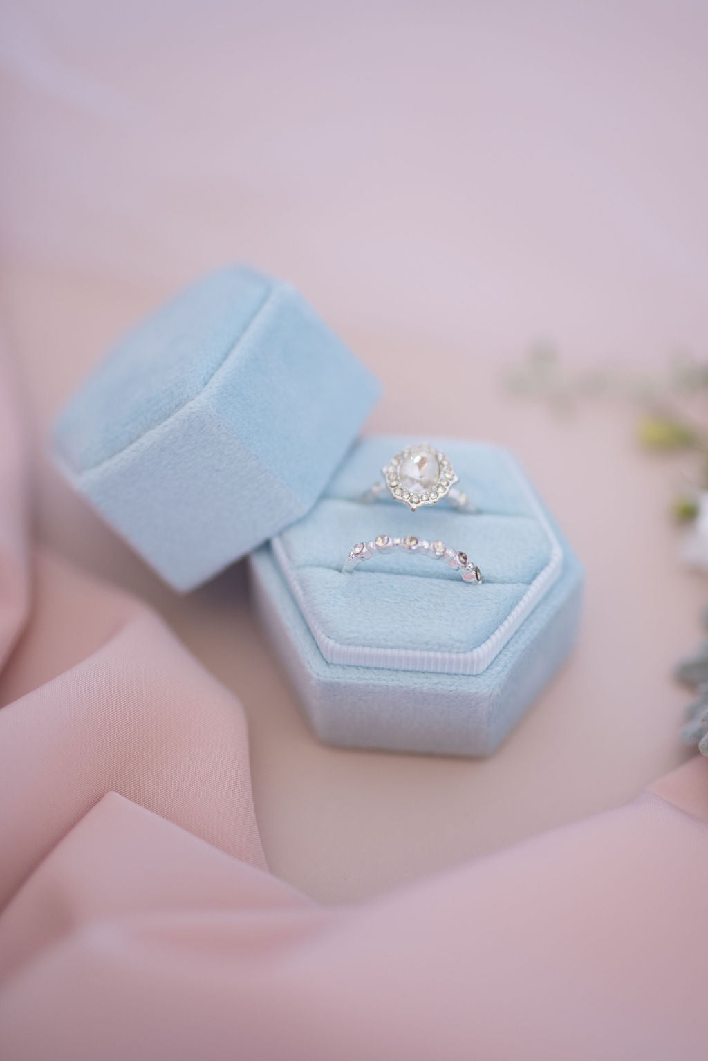 Velvet Ring Boxes - Sky Blue