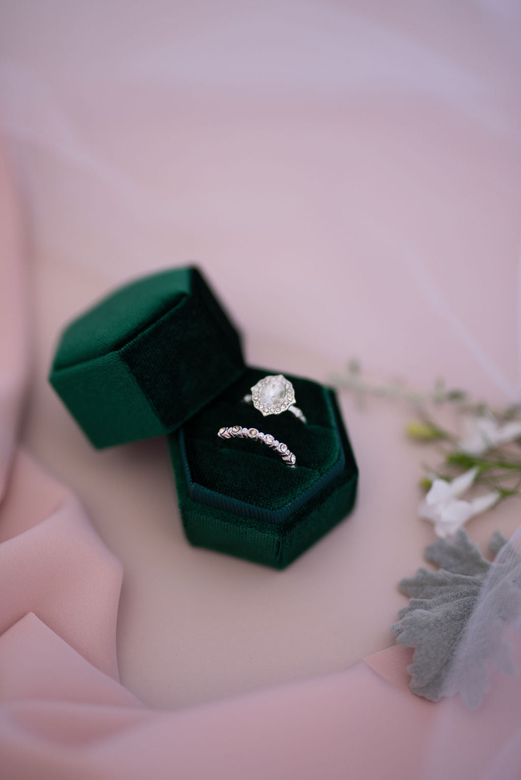 Velvet Ring Boxes - Forest Green