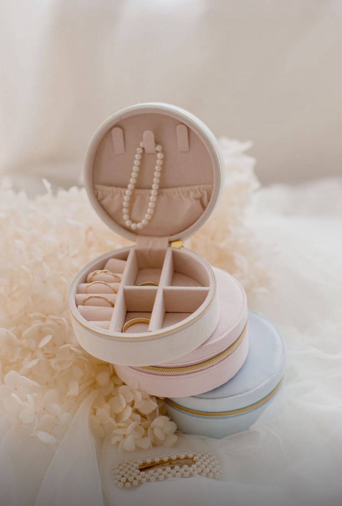 Velvet Round Jewellery Box