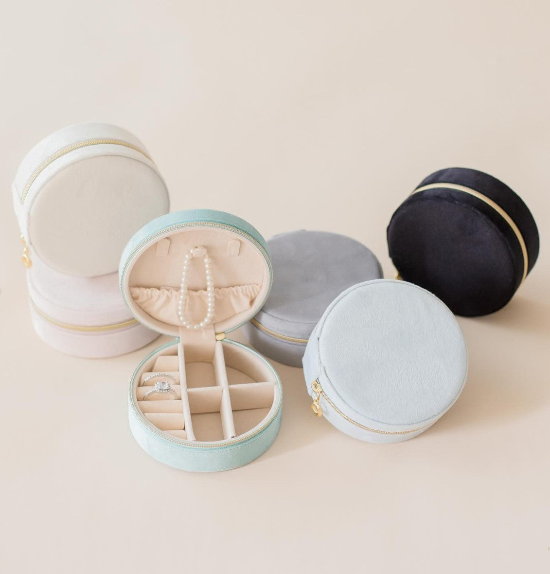 Velvet Round Jewellery Box